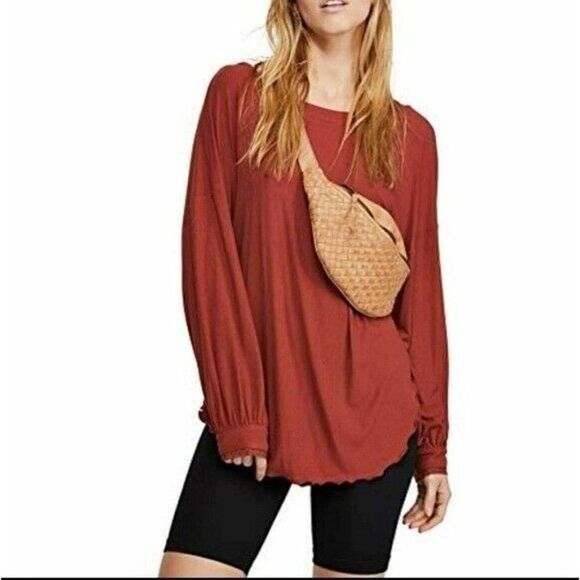 Free People Shimmy Shake Knit Top Cowboy Rust Size Small - Picture 1 of 12